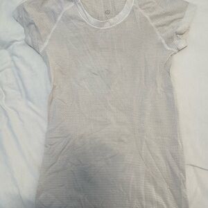 Lululemon Athletica Light Gray Striped Tee